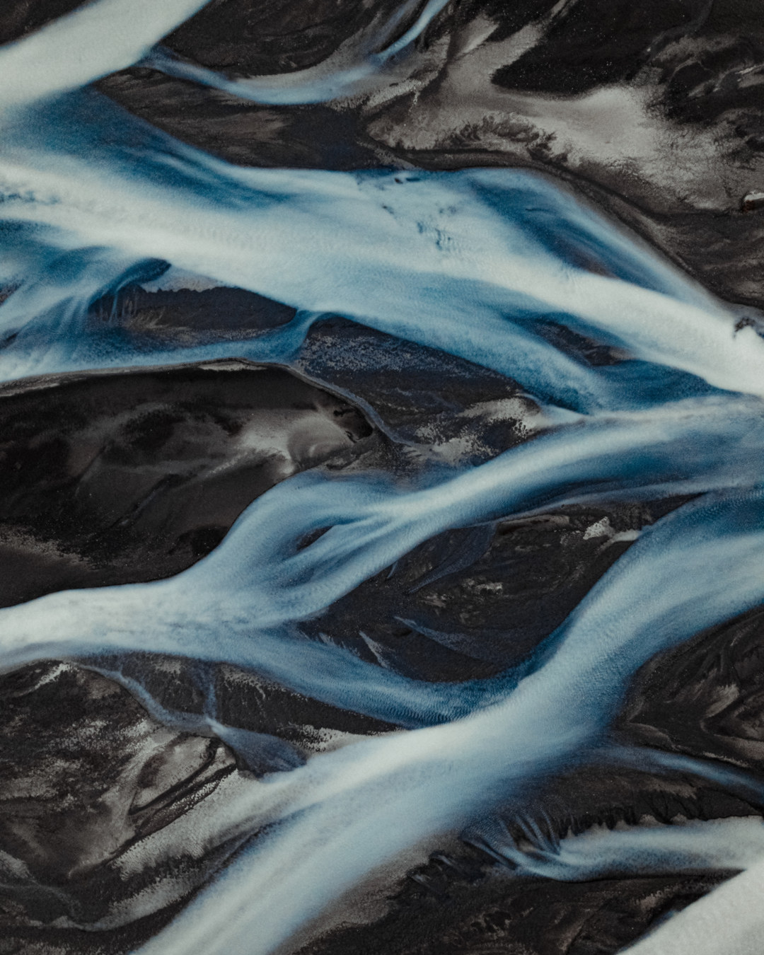 Drone Pictures of Glacier Rivers in Iceland